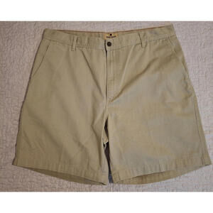 Woolrich Men's Size 36 Stone Pockets Tan‎ 100% Cotton Flat Front Chinos Shorts